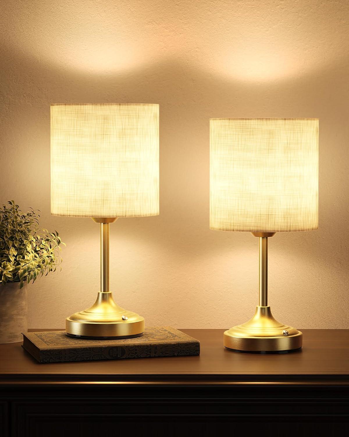 imageCordless Table Lamp 8000mAh Dimmable 2700K Touch Control Portable LED Wireless Rechargeable Battery Operated Desk Lamp Kitchen Lamp Fabric Shade for Dining Room Bedroom Living Room13inches