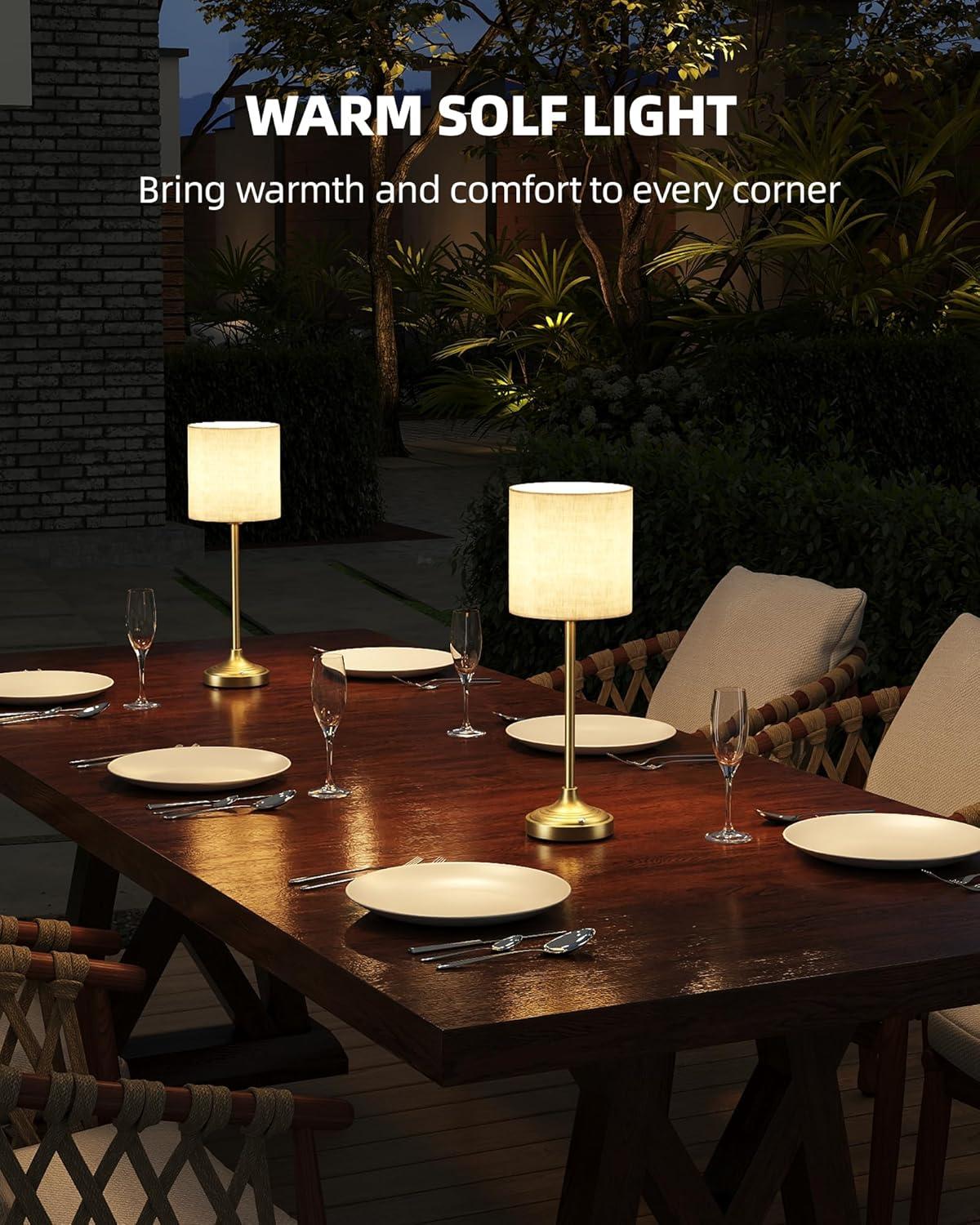 imageCordless Table Lamp 8000mAh Dimmable 2700K Touch Control Portable LED Wireless Rechargeable Battery Operated Desk Lamp Kitchen Lamp Fabric Shade for Dining Room Bedroom Living Room13inches