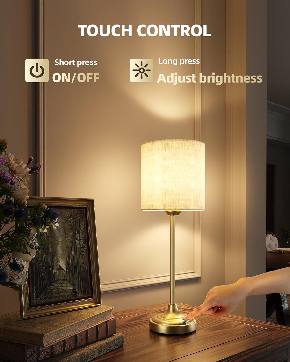 imageCordless Table Lamp 8000mAh Dimmable 2700K Touch Control Portable LED Wireless Rechargeable Battery Operated Desk Lamp Kitchen Lamp Fabric Shade for Dining Room Bedroom Living Room13inches