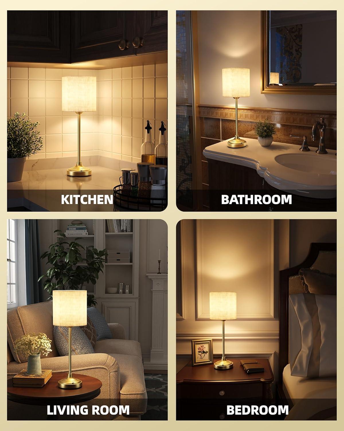imageCordless Table Lamp 8000mAh Dimmable 2700K Touch Control Portable LED Wireless Rechargeable Battery Operated Desk Lamp Kitchen Lamp Fabric Shade for Dining Room Bedroom Living Room13inches