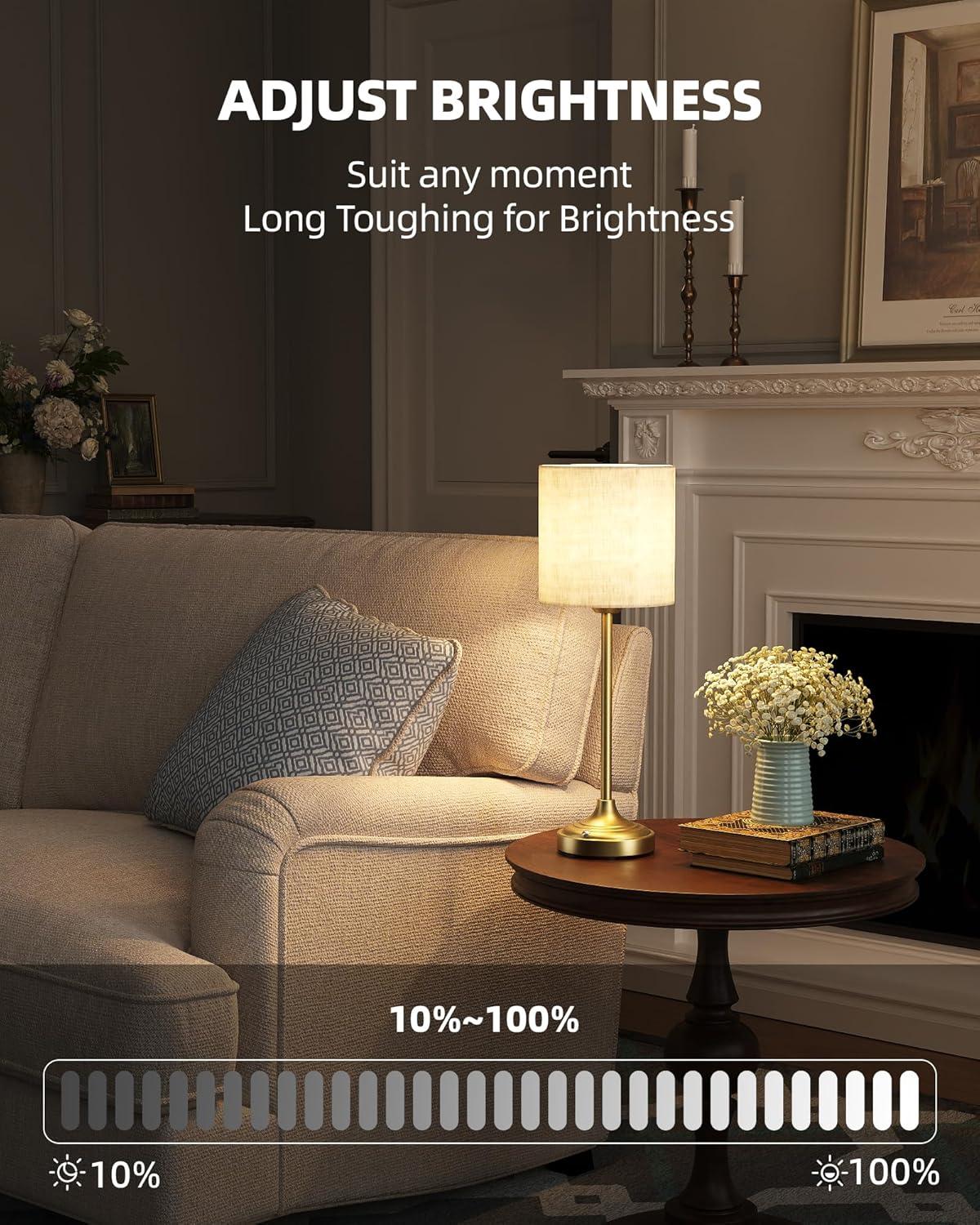 imageCordless Table Lamp 8000mAh Dimmable 2700K Touch Control Portable LED Wireless Rechargeable Battery Operated Desk Lamp Kitchen Lamp Fabric Shade for Dining Room Bedroom Living Room13inches
