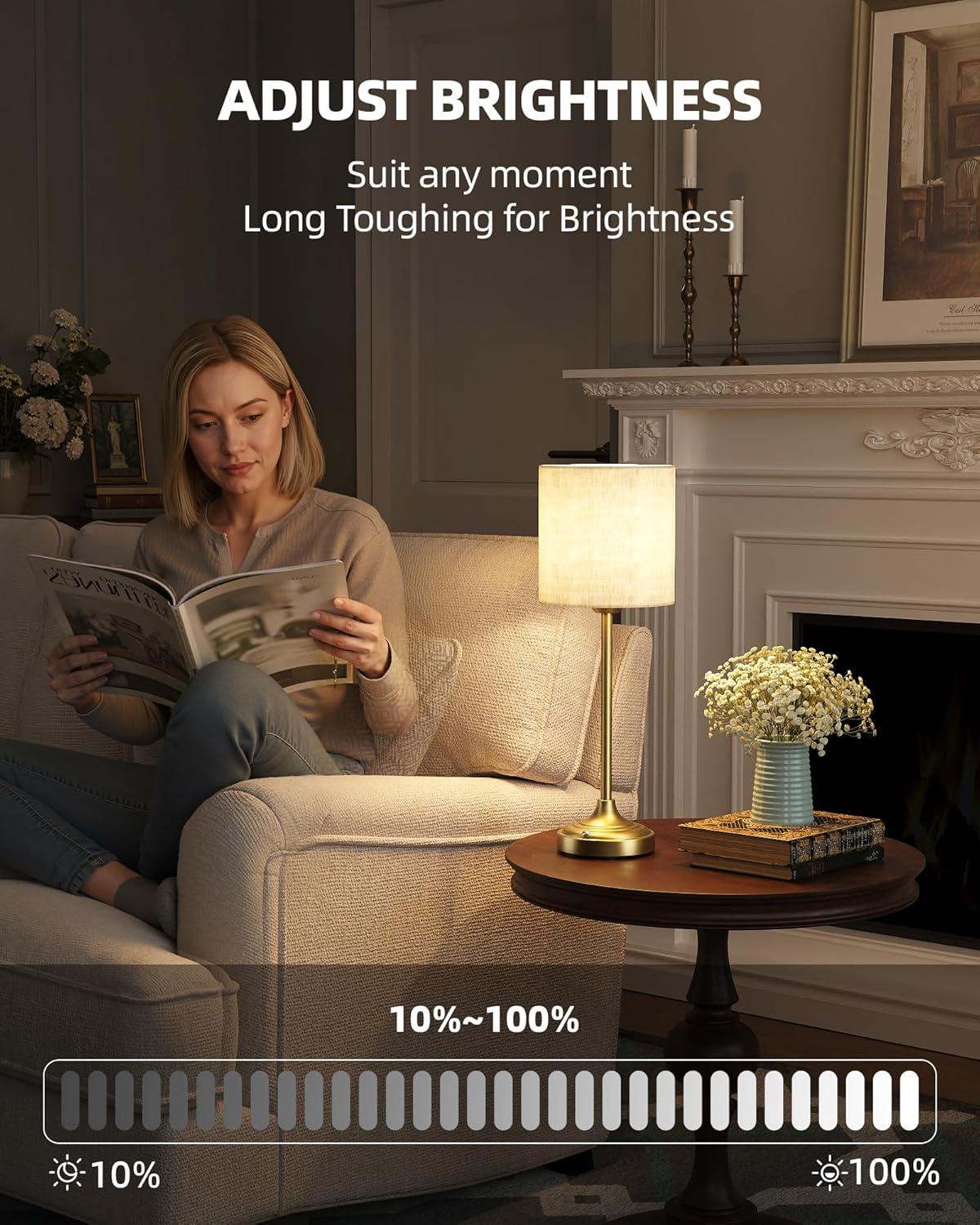 imageCordless Table Lamp 8000mAh Dimmable 2700K Touch Control Portable LED Wireless Rechargeable Battery Operated Desk Lamp Kitchen Lamp Fabric Shade for Dining Room Bedroom Living Room179inches