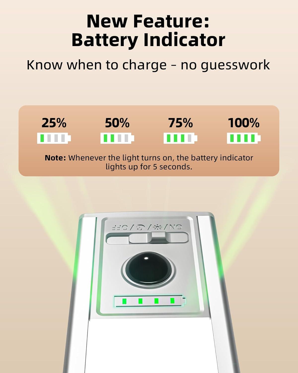 imageEZVALO 6 Pack Under Cabinet Lighting Wireless with Battery Indicator 2000mAh Rechargeable Motion Sensor Light Indoor 10inch 80 LED Under Counter Lights for Kitchen Closet 3 Color Temps Dimmable12 inch  6Pack