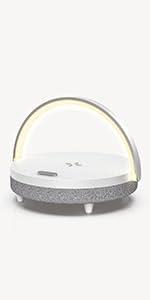 imageEZVALO Gift for Her Music Table Lamp with Wireless Charger 4 in 1 Touch Bedside Lamp Portable Bluetooth Speaker Phone Holder Dimmable LED Night Lights Birthday Gifts for Women Men Dad MomWhite