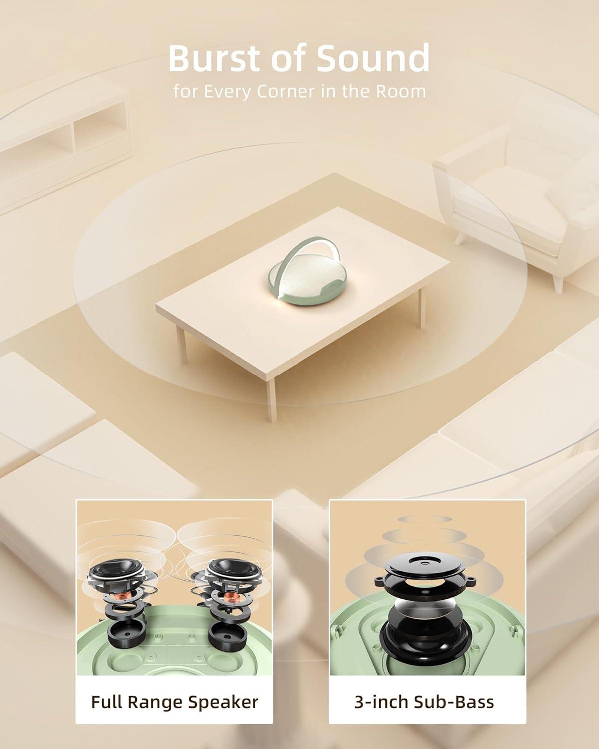 imageEZVALO Gift for Her Music Table Lamp with Wireless Charger 4 in 1 Touch Bedside Lamp Portable Bluetooth Speaker Phone Holder Dimmable LED Night Lights Birthday Gifts for Women Men Dad MomJasmine Green