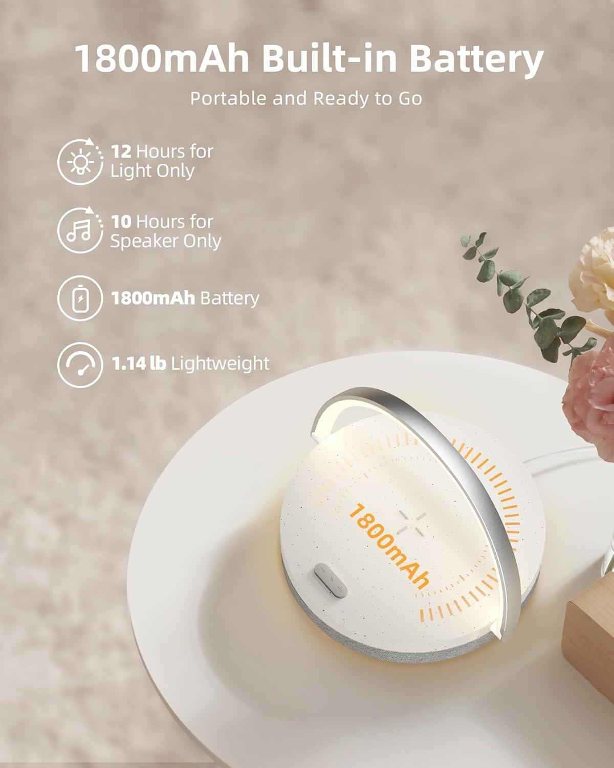 imageEZVALO Gift for Her Music Table Lamp with Wireless Charger 4 in 1 Touch Bedside Lamp Portable Bluetooth Speaker Phone Holder Dimmable LED Night Lights Birthday Gifts for Women Men Dad MomWhite