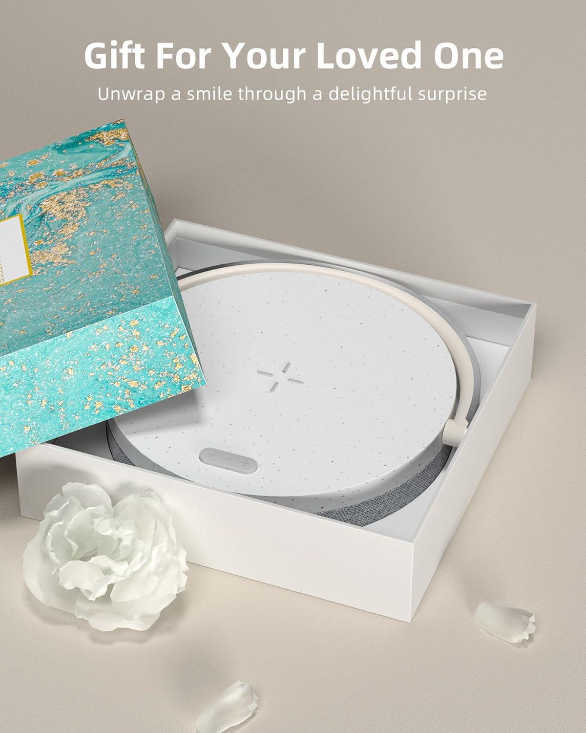 imageEZVALO Gift for Her Music Table Lamp with Wireless Charger 4 in 1 Touch Bedside Lamp Portable Bluetooth Speaker Phone Holder Dimmable LED Night Lights Birthday Gifts for Women Men Dad MomWhite