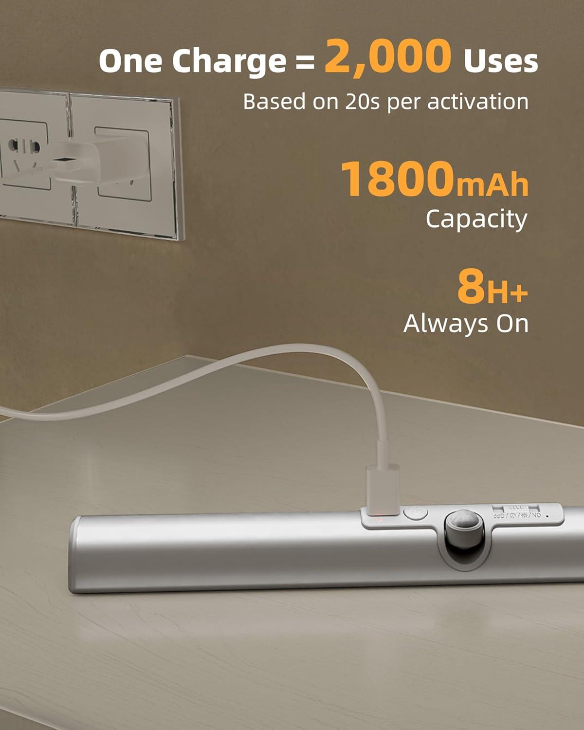 imageEZVALO Motion Sensor Closet Lights 2 Pack Rechargeable LED Lights with Rotatable Sensor GlareFree 3 Color Temps ampamp Dimmable Magnetic Under Cabinet Lighting for Closet Pantry3Pack