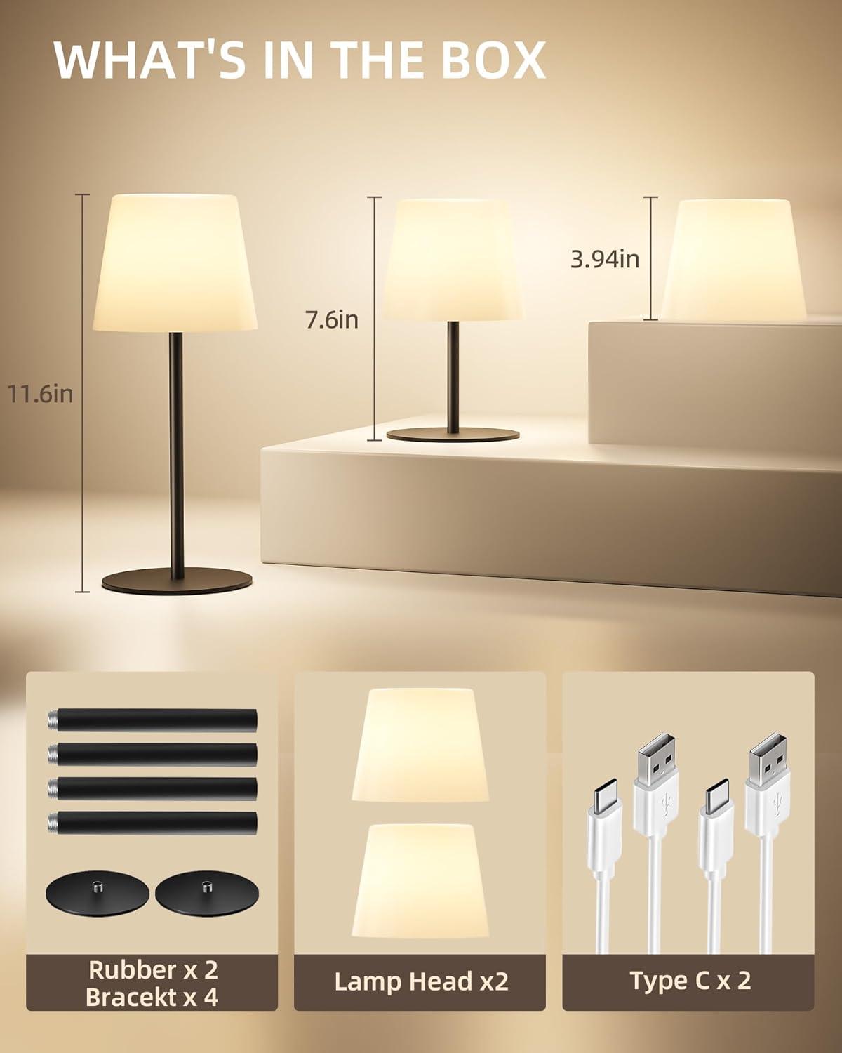 imageEZVALO Outdoor Cordless Table Lamp IP65 Waterproof 4500mAh Rechargeble Shower Lamp Dimmable Touch Lamp LED Night Light Lamp for Bathroom Patio Camping Restaurant Home1 PcsBlack