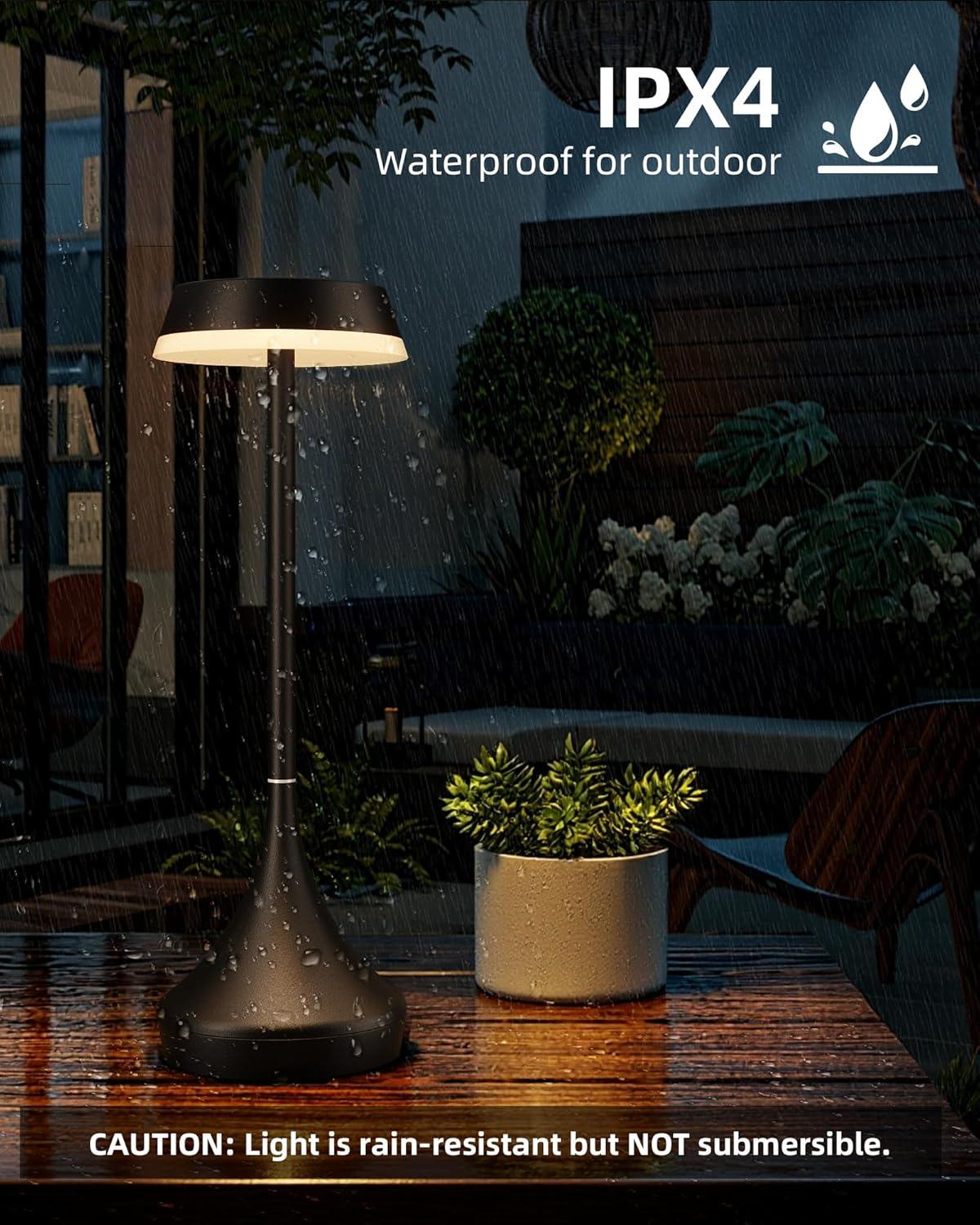 imageEZVALO Set of 2 Rechargeable Cordless Table Lamps Portable 6000mAh Outdoor Table Light3 Color ampamp RGB Color Changing Stepless Dimming Waterproof Table Lamp for HomeDinnerPatioRestaurantBarBlack