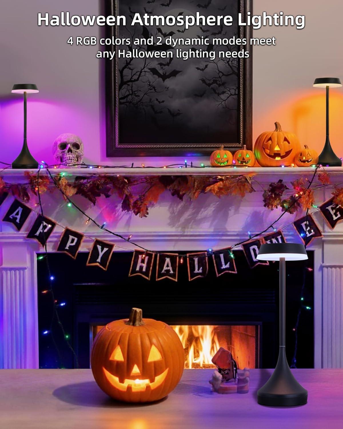 imageEZVALO Set of 2 Rechargeable Cordless Table Lamps Portable 6000mAh Outdoor Table Light3 Color ampamp RGB Color Changing Stepless Dimming Waterproof Table Lamp for HomeDinnerPatioRestaurantBarBlack