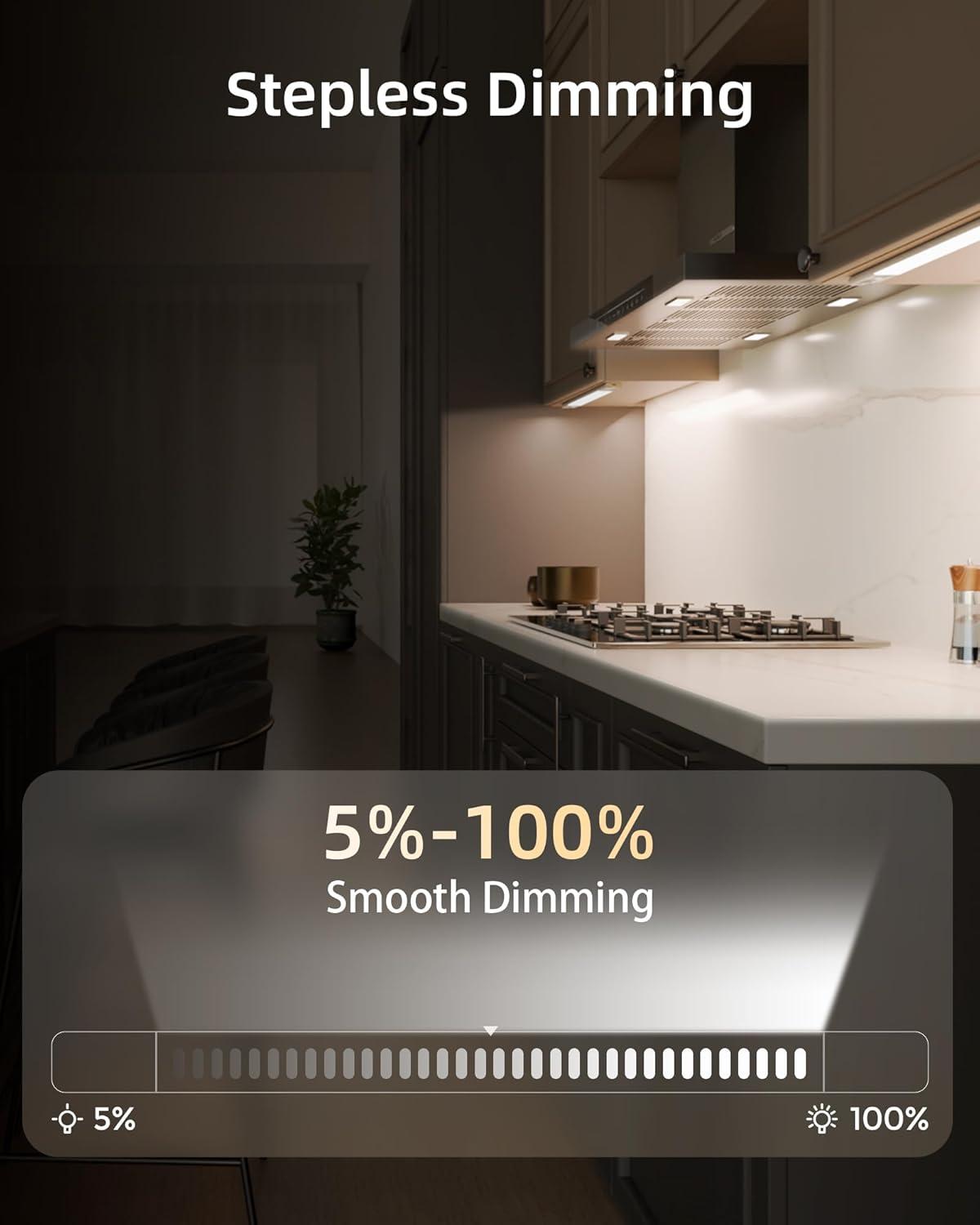 imageEZVALO Under Cabinet Lighting 2200mAh Rechargeable Battery 76 LEDs Dimmable Closet Lights 3 Color Temps Motion Sensor Light Indoor for Kitchen WardrobeSpace Gray