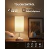imageBedside Table Lamp Cordless Dimmable Touch Timer 2700K Bedroom Portable LED Wireless Rechargeable Battery Operated Desk Lamp Fabric Shade WoodGrain Finish Living Room Dining RoomWood