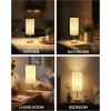 imageBedside Table Lamp Cordless Dimmable Touch Timer 2700K Bedroom Portable LED Wireless Rechargeable Battery Operated Desk Lamp Fabric Shade WoodGrain Finish Living Room Dining RoomWood