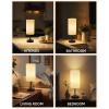 imageBedside Table Lamp Cordless Dimmable Touch Timer 2700K Bedroom Portable LED Wireless Rechargeable Battery Operated Desk Lamp Fabric Shade WoodGrain Finish Living Room Dining RoomBlack