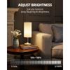 imageBedside Table Lamp Cordless Dimmable Touch Timer 2700K Bedroom Portable LED Wireless Rechargeable Battery Operated Desk Lamp Fabric Shade WoodGrain Finish Living Room Dining RoomWood