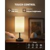 imageBedside Table Lamp Cordless Dimmable Touch Timer 2700K Bedroom Portable LED Wireless Rechargeable Battery Operated Desk Lamp Fabric Shade WoodGrain Finish Living Room Dining RoomBlack