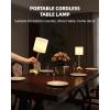 imageCordless Table Lamp 8000mAh Dimmable 2700K Touch Control Portable LED Wireless Rechargeable Battery Operated Desk Lamp Kitchen Lamp Fabric Shade for Dining Room Bedroom Living Room13inches