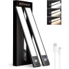 imageEZVALO 10inch Under Cabinet Lighting 2500mAh Rechargeable Motion Sensor Lights Indoor with 3 Color Temps 2 Pack Magnetic Closet Light 80 LED Dimmable Under Counter Lights for Kitchen Shelf StairBlack