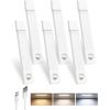 imageEZVALO 3 Pack 7 Motion Sensor Light Indoor Wireless Under Cabinet Lighting 30 LED Rechargeable Closet Lights Dimmable 3 Color Temperatures Counter Lights for Wardrobe Pantry Bedroom KitchenWhite