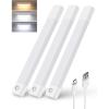 imageEZVALO 3 Pack 7 Motion Sensor Light Indoor Wireless Under Cabinet Lighting 30 LED Rechargeable Closet Lights Dimmable 3 Color Temperatures Counter Lights for Wardrobe Pantry Bedroom KitchenWhite