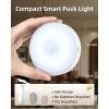 imageEZVALO 6Pack Under Cabinet Lighting Rechargeable Motion Sensor Puck Lights with Remote 3 Color Temps ampamp12 RGB Colors Magnetic Stick on Light Dimmable Under Counter Lights for Kitchen Shelf StairWhite