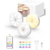 imageEZVALO 6Pack Under Cabinet Lighting Rechargeable Motion Sensor Puck Lights with Remote 3 Color Temps ampamp12 RGB Colors Magnetic Stick on Light Dimmable Under Counter Lights for Kitchen Shelf StairWhite