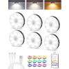 imageEZVALO 6Pack Under Cabinet Lighting Rechargeable Motion Sensor Puck Lights with Remote 3 Color Temps ampamp12 RGB Colors Magnetic Stick on Light Dimmable Under Counter Lights for Kitchen Shelf StairBlack