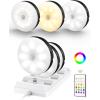 imageEZVALO 6Pack Under Cabinet Lighting Rechargeable Motion Sensor Puck Lights with Remote 3 Color Temps ampamp12 RGB Colors Magnetic Stick on Light Dimmable Under Counter Lights for Kitchen Shelf StairBlack