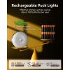 imageEZVALO 6Pack Under Cabinet Lighting Rechargeable Motion Sensor Puck Lights with Remote 3 Color Temps ampamp12 RGB Colors Magnetic Stick on Light Dimmable Under Counter Lights for Kitchen Shelf StairBlack