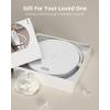 imageEZVALO Gift for Her Music Table Lamp with Wireless Charger 4 in 1 Touch Bedside Lamp Portable Bluetooth Speaker Phone Holder Dimmable LED Night Lights Birthday Gifts for Women Men Dad MomPure White