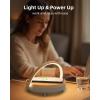 imageEZVALO Gift for Her Music Table Lamp with Wireless Charger 4 in 1 Touch Bedside Lamp Portable Bluetooth Speaker Phone Holder Dimmable LED Night Lights Birthday Gifts for Women Men Dad MomWood Grain