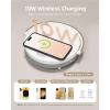imageEZVALO Gift for Her Music Table Lamp with Wireless Charger 4 in 1 Touch Bedside Lamp Portable Bluetooth Speaker Phone Holder Dimmable LED Night Lights Birthday Gifts for Women Men Dad MomPure White