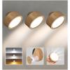 imageEZVALO LED Wall Mounted Lights 5500mAh Rechargeable Wall Sconces Lamp 3 Color Temps ampamp Remote and Touch Control 360Rotation Dimmable Cordless Wall Light for Bedroom Reading Study Bedside 2 PackWood