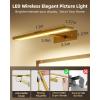 imageEZVALO Picture Light for Wall 4800mAh Rechargeable Wireless Remote 16in Dimmable Magnetic LED Art Display Light with 3 Color Temperatures for Gallery Living Room Bedroom Hallway GoldBright Gold