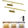 imageEZVALO Picture Light for Wall 4800mAh Rechargeable Wireless Remote 16in Dimmable Magnetic LED Art Display Light with 3 Color Temperatures for Gallery Living Room Bedroom Hallway GoldGold