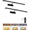 imageEZVALO Picture Light for Wall 4800mAh Rechargeable Wireless Remote 16in Dimmable Magnetic LED Art Display Light with 3 Color Temperatures for Gallery Living Room Bedroom Hallway GoldBlack