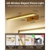 imageEZVALO Picture Light for Wall 4800mAh Rechargeable Wireless Remote 16in Dimmable Magnetic LED Art Display Light with 3 Color Temperatures for Gallery Living Room Bedroom Hallway GoldGold