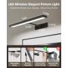 imageEZVALO Picture Light for Wall 4800mAh Rechargeable Wireless Remote 16in Dimmable Magnetic LED Art Display Light with 3 Color Temperatures for Gallery Living Room Bedroom Hallway GoldBlack