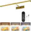 imageEZVALO Picture Light for Wall 4800mAh Rechargeable Wireless Remote 16in Dimmable Magnetic LED Art Display Light with 3 Color Temperatures for Gallery Living Room Bedroom Hallway GoldGold