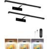 imageEZVALO Picture Light for Wall 4800mAh Rechargeable Wireless Remote 16in Dimmable Magnetic LED Art Display Light with 3 Color Temperatures for Gallery Living Room Bedroom Hallway GoldBlack