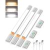 imageEZVALO Under Cabinet Lighting 2200mAh Rechargeable Battery 76 LEDs Dimmable Closet Lights 3 Color Temps Motion Sensor Light Indoor for Kitchen WardrobeSilver