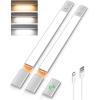 imageEZVALO Under Cabinet Lighting 2200mAh Rechargeable Battery 76 LEDs Dimmable Closet Lights 3 Color Temps Motion Sensor Light Indoor for Kitchen WardrobeSilver