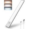 imageEZVALO Under Cabinet Lights Wireless Rechargeable Motion Sensor Light Indoor Dimmable Led Closet Light Battery Operated Under Cabinet Lighting Under Counter Lights for Kitchen Wardrobe 3500KWarmSilver