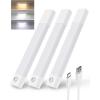 imageEZVALO 3 Pack 7 Motion Sensor Light Indoor Wireless Under Cabinet Lighting 30 LED Rechargeable Closet Lights Dimmable 3 Color Temperatures Counter Lights for Wardrobe Pantry Bedroom KitchenWhite