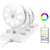 imageEZVALO 6Pack Under Cabinet Lighting Rechargeable Motion Sensor Puck Lights with Remote 3 Color Temps ampamp12 RGB Colors Magnetic Stick on Light Dimmable Under Counter Lights for Kitchen Shelf StairWhite