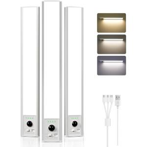 imageEZVALO 6 Pack Under Cabinet Lighting Wireless with Battery Indicator 2000mAh Rechargeable Motion Sensor Light Indoor 10inch 80 LED Under Counter Lights for Kitchen Closet 3 Color Temps Dimmable12 inch  3Pack
