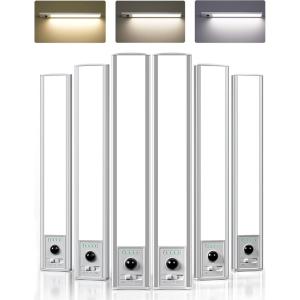 imageEZVALO 6 Pack Under Cabinet Lighting Wireless with Battery Indicator 2000mAh Rechargeable Motion Sensor Light Indoor 10inch 80 LED Under Counter Lights for Kitchen Closet 3 Color Temps Dimmable12 inch  6Pack