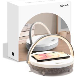 imageEZVALO Gift for Her Music Table Lamp with Wireless Charger 4 in 1 Touch Bedside Lamp Portable Bluetooth Speaker Phone Holder Dimmable LED Night Lights Birthday Gifts for Women Men Dad MomPure White