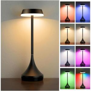 imageEZVALO Set of 2 Rechargeable Cordless Table Lamps Portable 6000mAh Outdoor Table Light3 Color ampamp RGB Color Changing Stepless Dimming Waterproof Table Lamp for HomeDinnerPatioRestaurantBarBlack